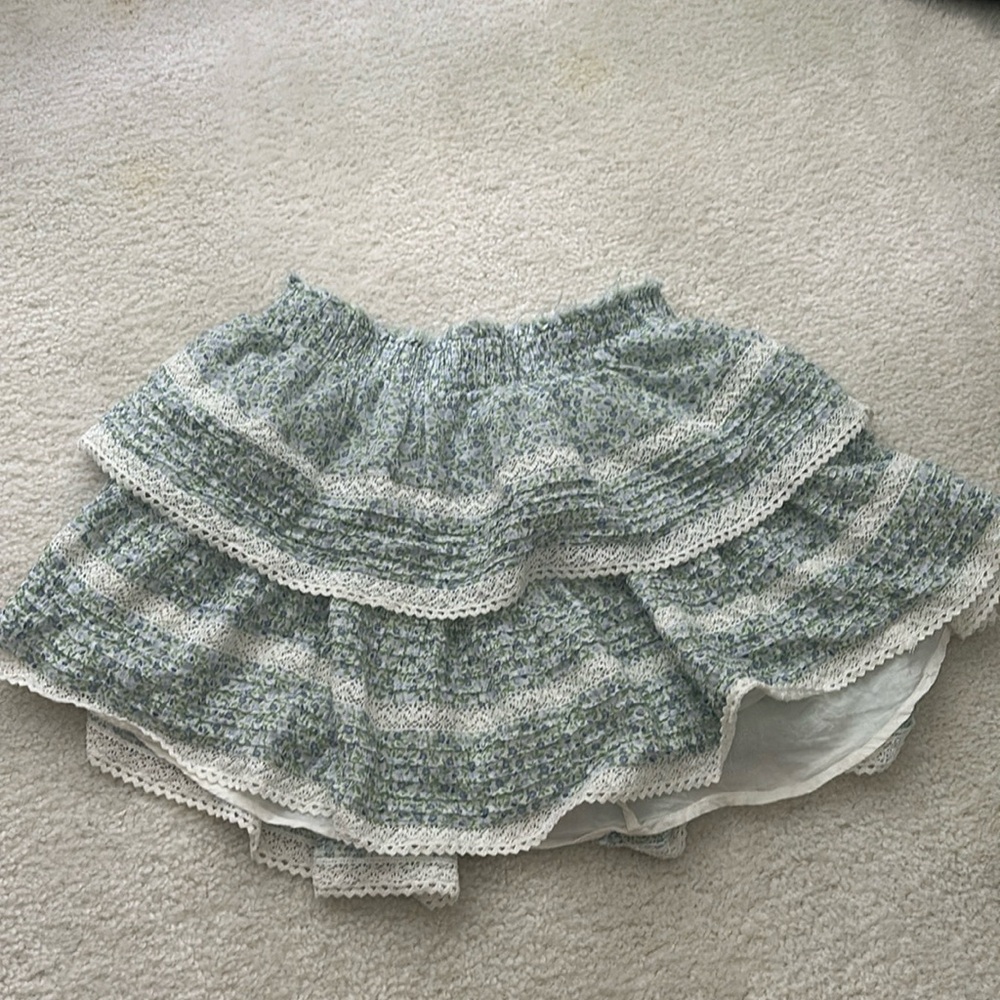 Aerie Women's Green and Blue Skirt- ROCK’ N’ RUFFLE MINI SKIRT